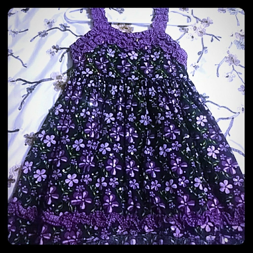 Purple floral girls dress